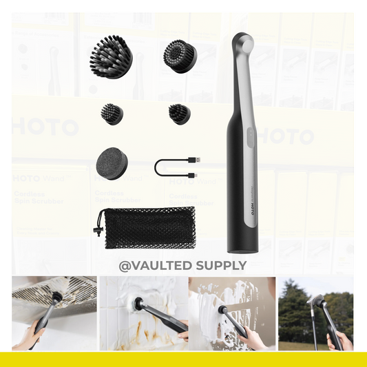 HOTO Wand Cordless Spin Scrubber Electric Cleaning Brush 5 Heads Waterproof