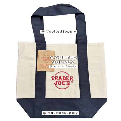 Trader Joe’s Mini Canvas Tote Bags 2-Pack Navy + Red New With Tags Limited