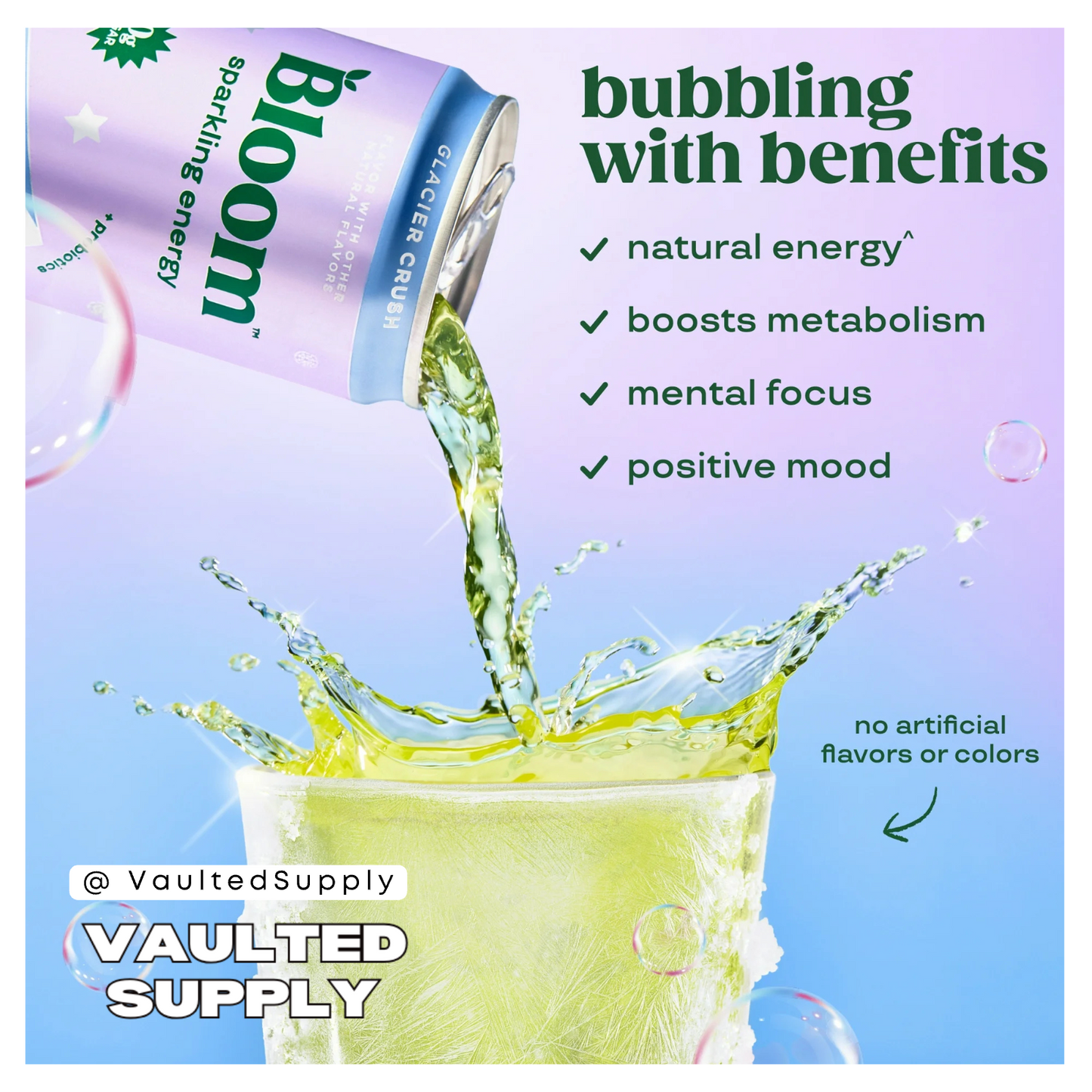 Bloom Sparkling Energy Drink Glacier Ice 8 Pack 12 fl oz – Zero Sugar Energy