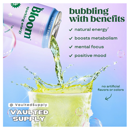 Bloom Sparkling Energy Drink Glacier Ice 8 Pack 12 fl oz – Zero Sugar Energy