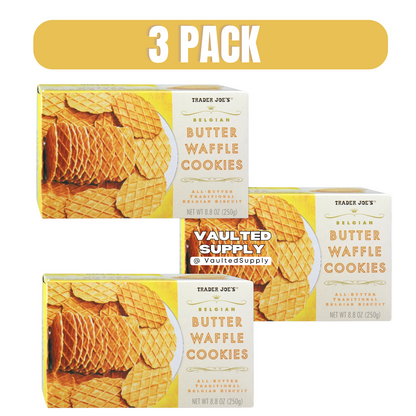 3 Packs Trader Joe's Belgian Butter Waffle Cookies 8.8 oz Each Pack