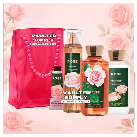 Bath & Body Works ROSE Gift Set 4 Piece + Gift Bag – Valentine Self-Care Set