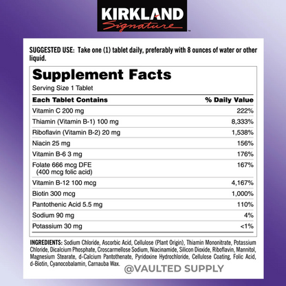 Kirkland Signature Super B-Complex with Electrolytes, 500 Tablets Exp 01/2027