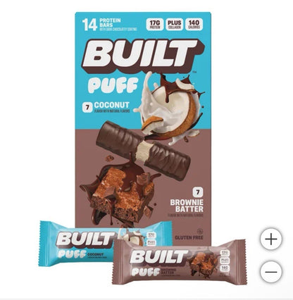Built Puff Protein Bars, Brownie Batter & Coconut Flavors 1.41 oz, 2 - Boxes