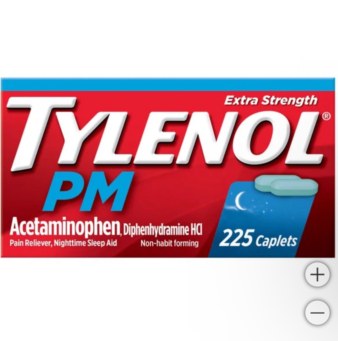Tylenol PM Extra Strength 225 Caplets Pain Reliever Sleep Aid Nighttime