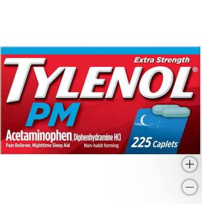 Tylenol PM Extra Strength 225 Caplets Pain Reliever Sleep Aid Nighttime
