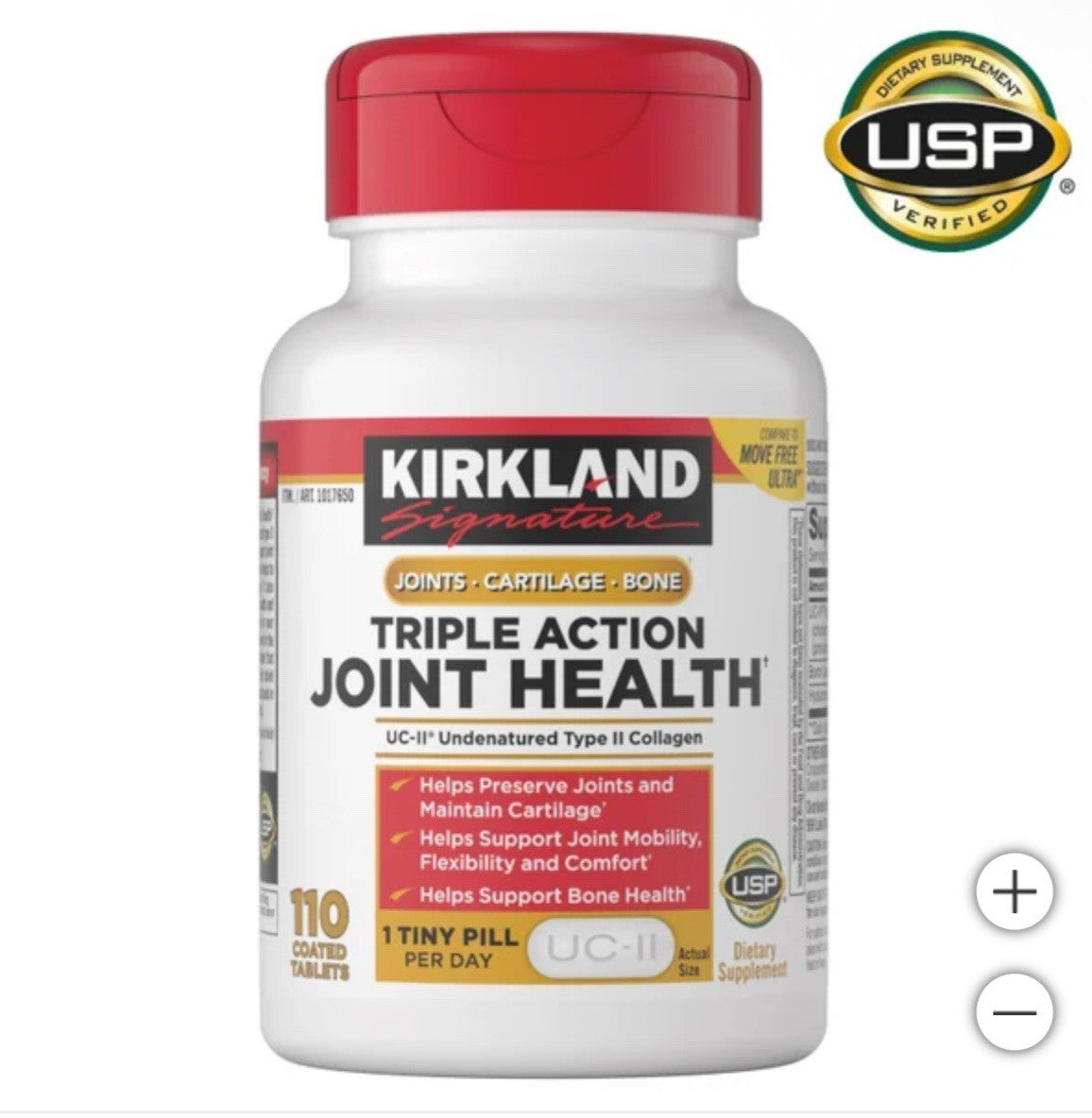 Kirkland Triple Action Joint Health 110 Tablet Compare to Move Free Ultra 4 Pack