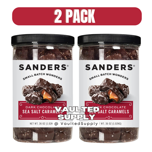 Sanders Dark Chocolate Sea Salt Caramels 36 oz Jars 2 Pack Gourmet Candy