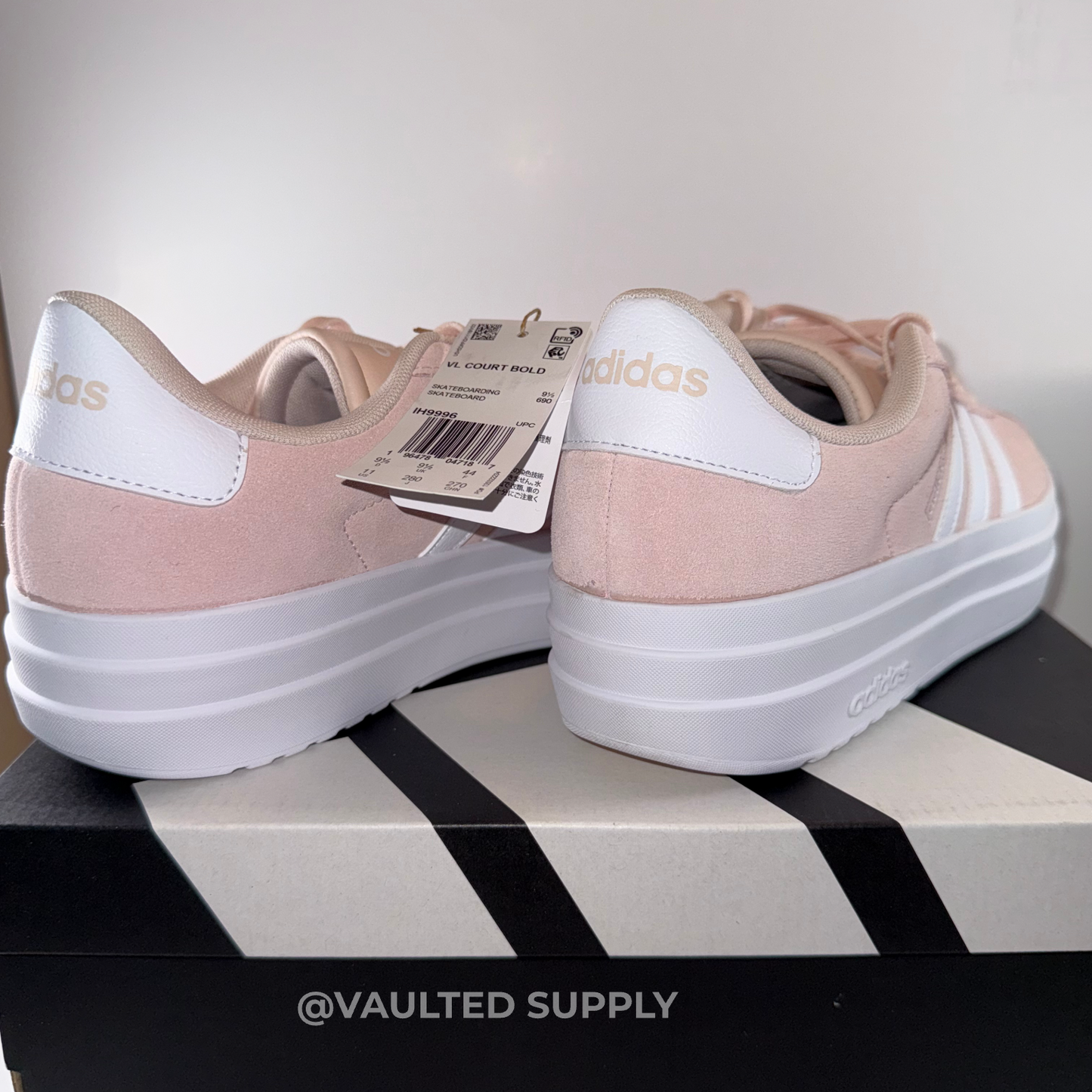 Adidas VL Court Bold Women’s Athletic Shoes Pink White Sneakers Size 11 New