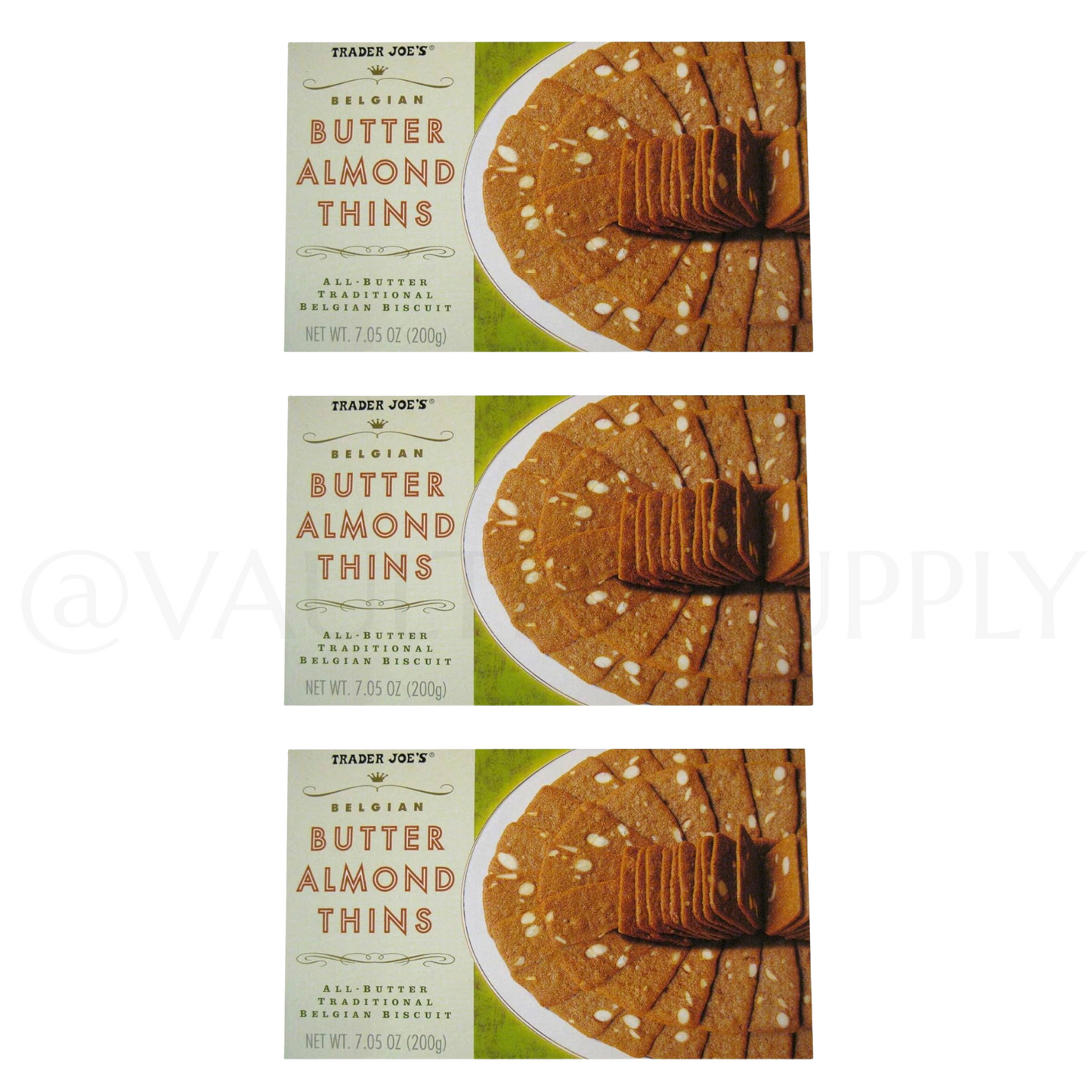 Trader Joe’s Belgian Butter Almond Thins Cookies 7.05oz Each – 3 Pack Fresh