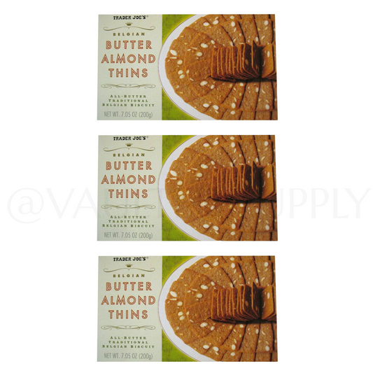 Trader Joe’s Belgian Butter Almond Thins Cookies 7.05oz Each – 3 Pack Fresh