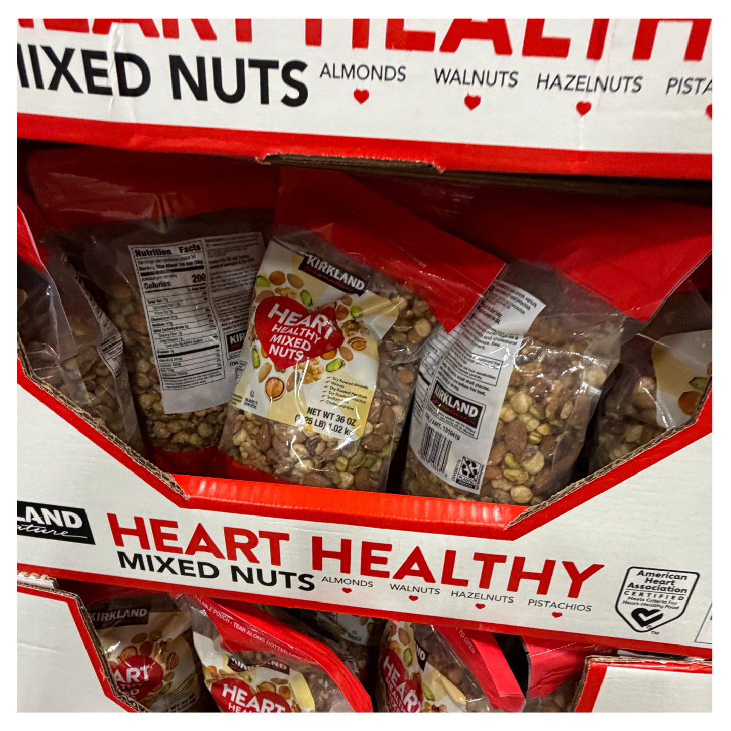 2 Packs Kirkland Signature Heart Healthy Mixed Nuts 36 oz Each Pack, Total 72 oz