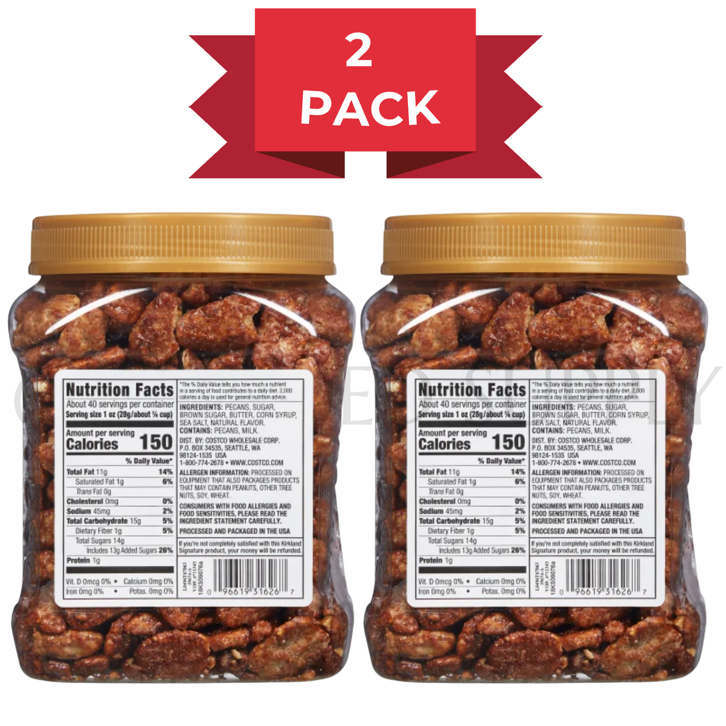 2 Packs Kirkland Signature Praline Pecans 40 oz Each Pack, Total 80 oz Exp 04/26