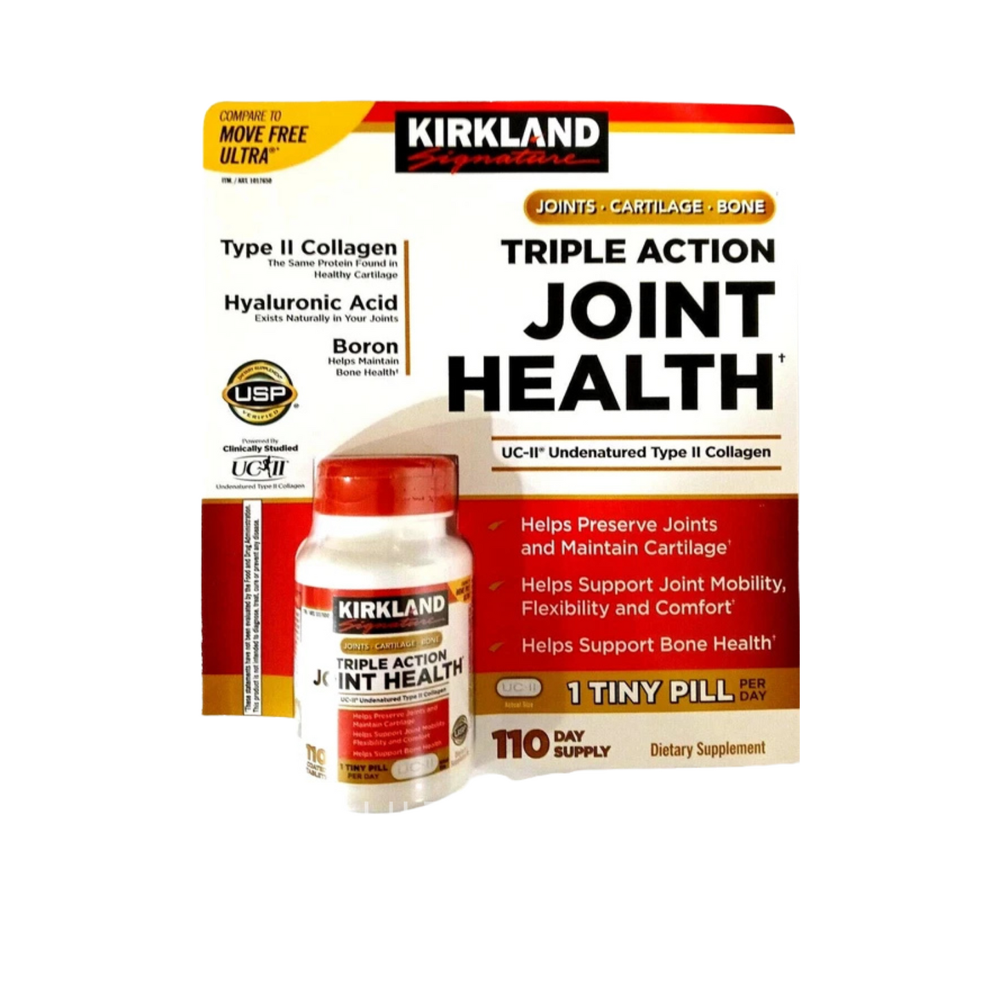 Kirkland Triple Action Joint Health 110 Tablet Compare to Move Free Ultra 1 Pack