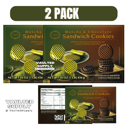 GelOVERY Matcha & Chocolate Sandwich Cookies 16oz – 2 Pack Fresh Stock
