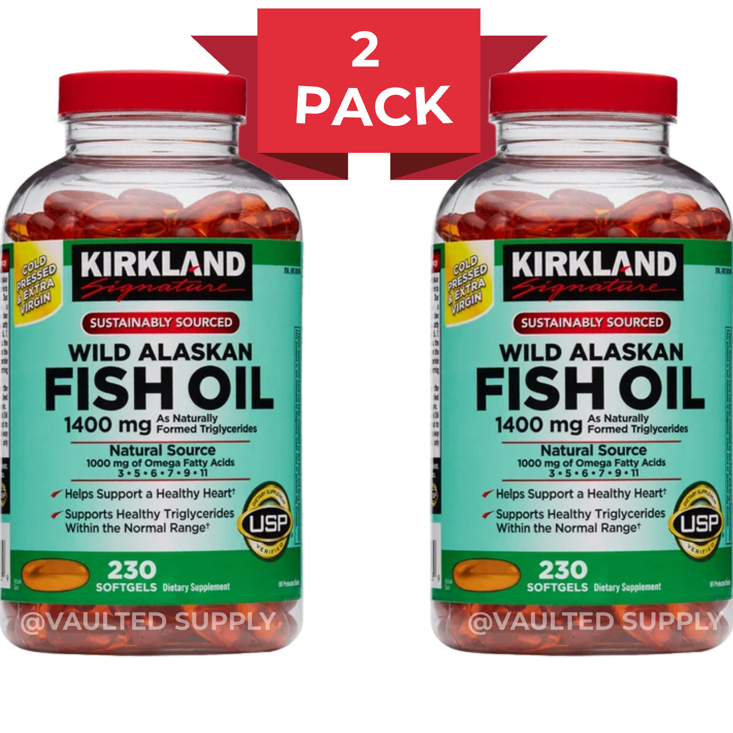 Kirkland Signature Wild Alaskan Fish Oil 1400mg 230 / 460 Softgels | 1 or 2 Pack