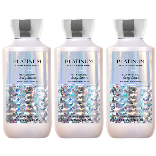 Bath & Body Works LOT of 3 PLATINUM Daily Nourishing Body Lotion Cream 8 oz
