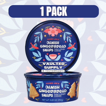 Trader Joe’s Danish Gingerbread Snaps Cookies 8.81 oz Tin – Fresh 01/2027+