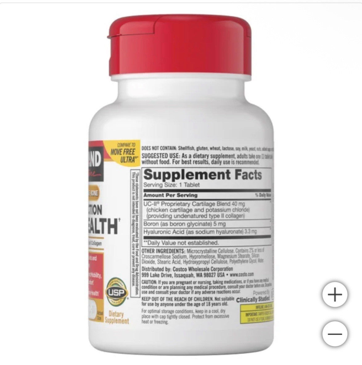 Kirkland Triple Action Joint Health 110 Tablet Compare to Move Free Ultra 1 Pack