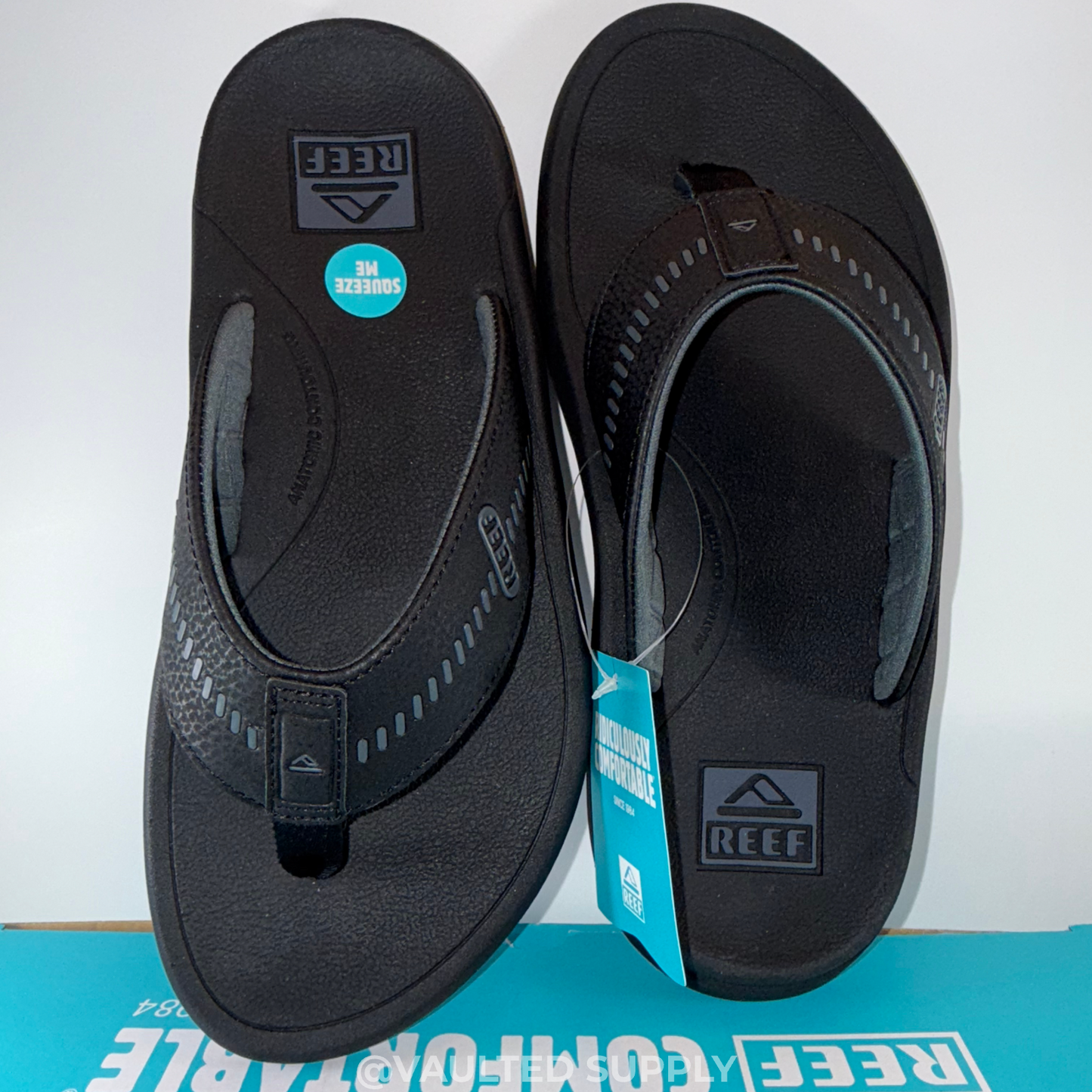 REEF Swellsole Rover Men’s Flip-Flop Sandals Black Comfort Arch Support Size 8