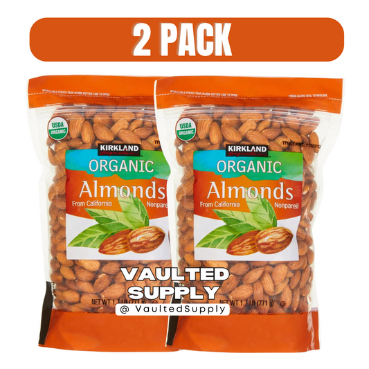 Kirkland Signature Organic Almonds from California Nonpareil 1.7 LB Each 2 Pack