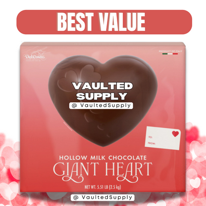 Del Conte Giant Milk Chocolate Heart 5.5 lb Valentine’s Day Chocolate Gift