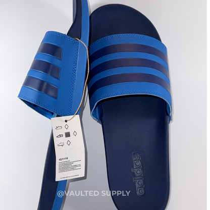 Adidas Men’s Adilette Comfort Slides Blue Navy Sandals Size 13 (Women’s 14)