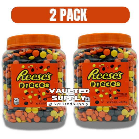 Reese’s Pieces Peanut Butter Candy 62 oz Jar (2 Pack) Bulk Party Candy Exp 12/26