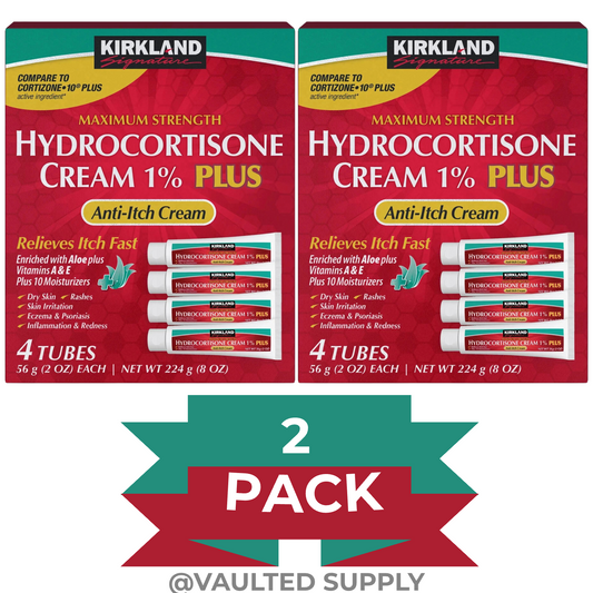 Kirkland Hydrocortisone Cream 1% PLUS 8 Tubes 2oz Each Max Strength Anti-Itch