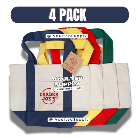 Trader Joe’s Mini Canvas Tote Bags • Full Set of 4 Colors • New With Tags 2025