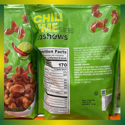 Hoody’s Chili Lime Cashews 2 Pack (40oz) Spicy Snack Nuts Resealable Bags Fresh