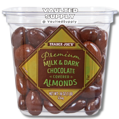 2 Packs Trader Joe's Premium Milk Dark Chocolate Covered Almonds 16 oz Each Pack