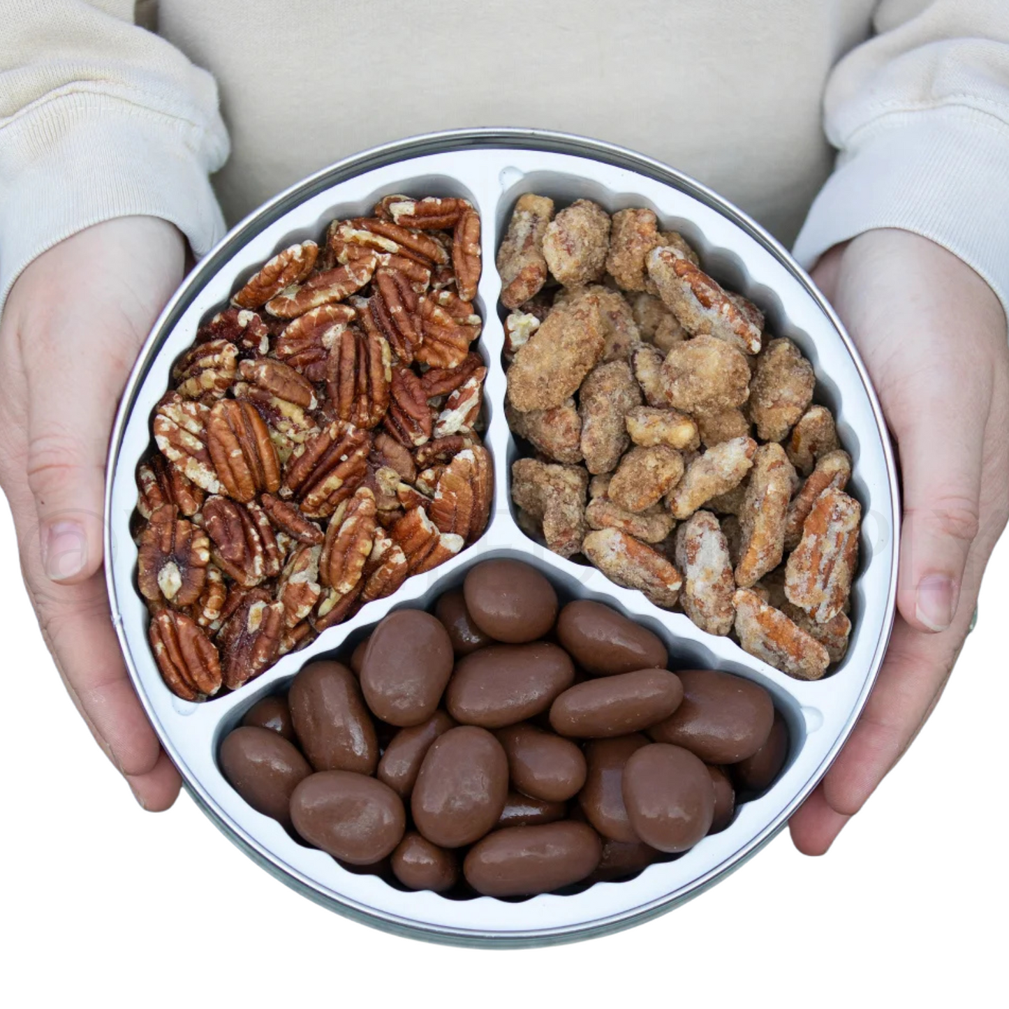 Heaton Pecans Gift Tin 2.3 lb – Roasted Salted, Chocolate Covered & Praline
