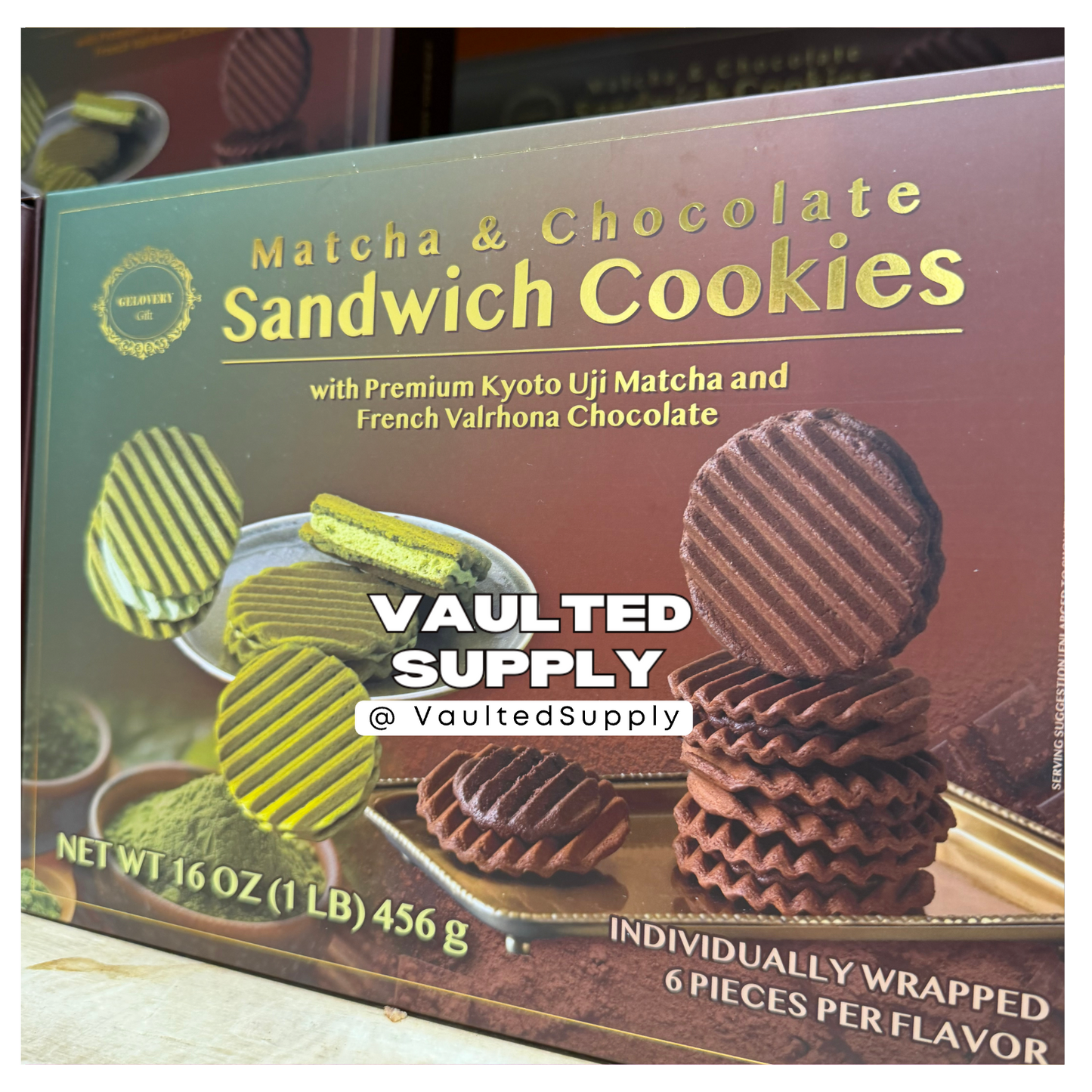 GelOVERY Matcha & Chocolate Sandwich Cookies 16oz – 2 Pack Fresh Stock
