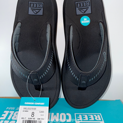 REEF Swellsole Rover Men’s Flip-Flop Sandals Black Comfort Arch Support Size 8