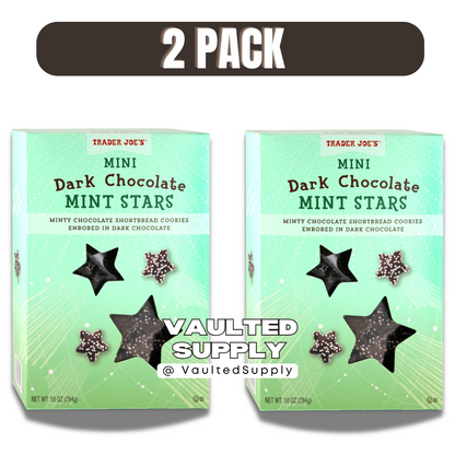 Trader Joe’s Mini Dark Chocolate Mint Stars Cookies 2 Pack 10 oz Each Sealed