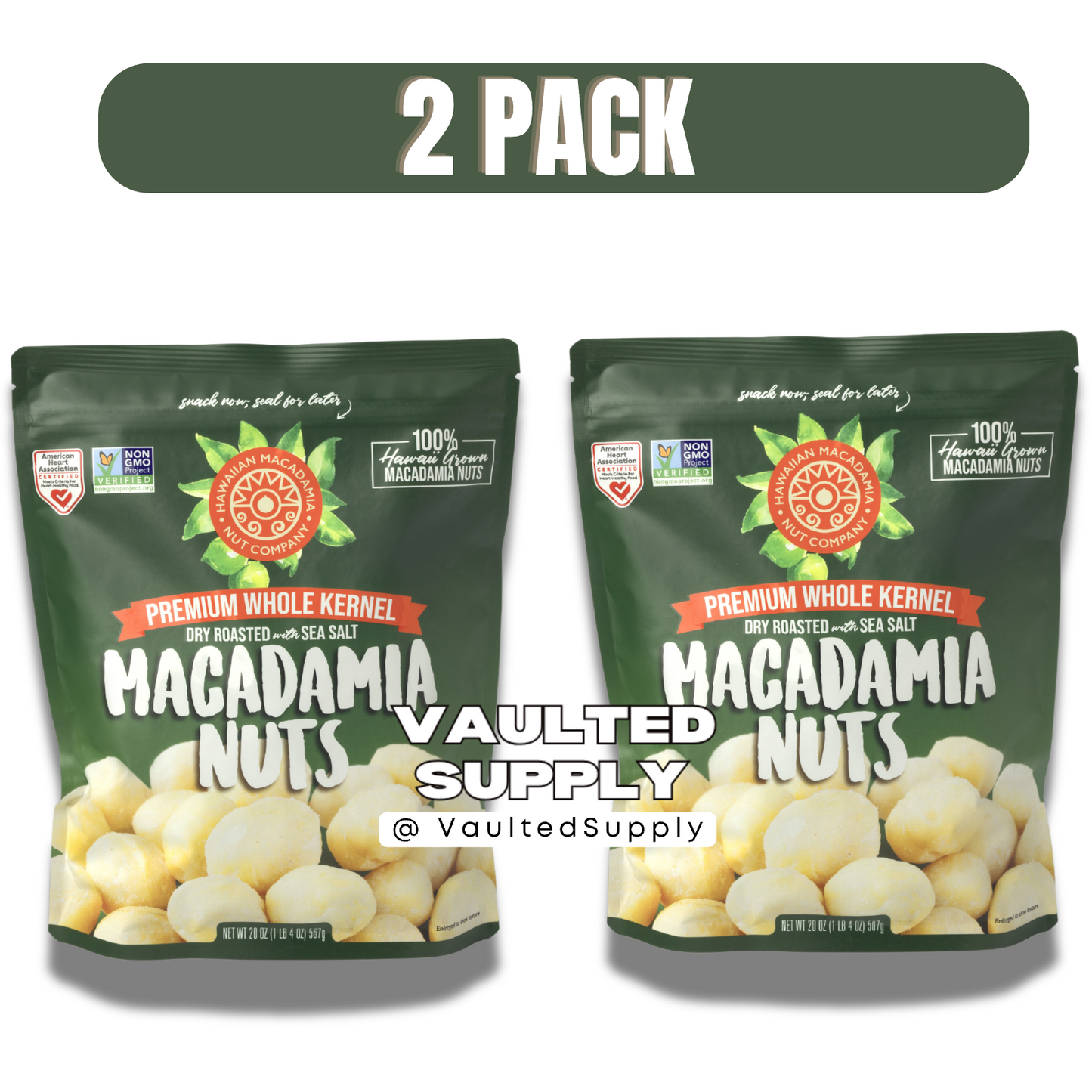 Hawaiian Whole Kernel Macadamia Nuts 20 oz Dry Roasted w/ Sea Salt Premium 03/27