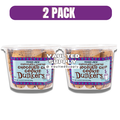 2 Packs Trader Joe's Chocolatey Coated Chocolate Chip Dunkers 24 oz Each Pack