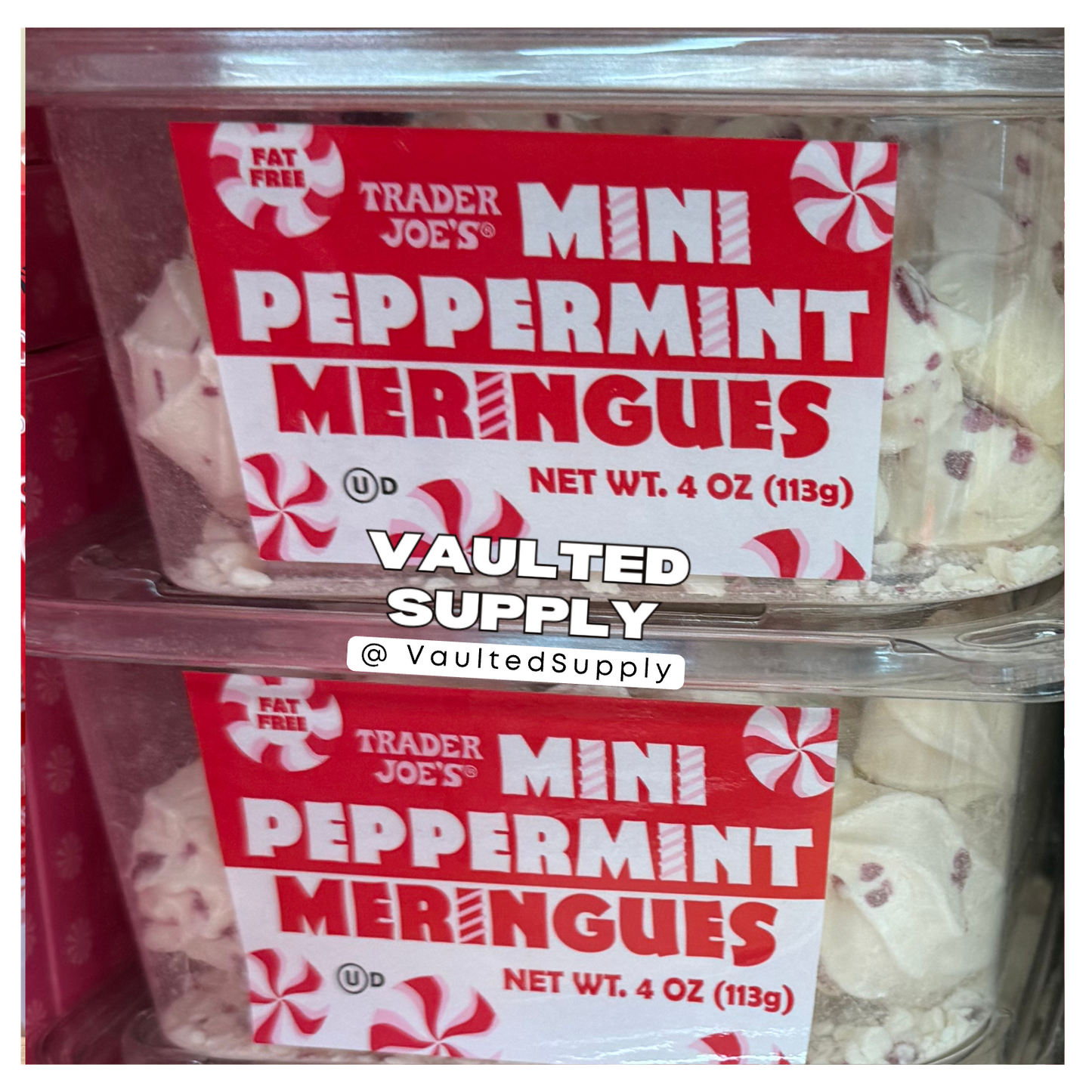 Trader Joe’s Mini Peppermint Meringues 4 Pack Seasonal Holiday Treat Fresh 4oz E