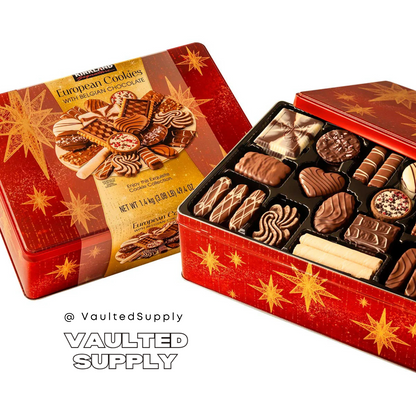 Kirkland European Cookies Belgian Chocolate 49.4 oz Tin – Holiday Gift Box