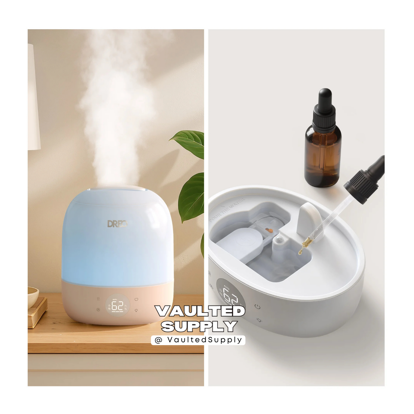 DREO Cool Mist Ultrasonic Humidifier 2 Pack | Night Light & Auto Shutoff