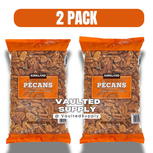 2 Packs Kirkland Signature Pecan Halves 32 oz Each Pack, Total 4 lbs EXP 10/26