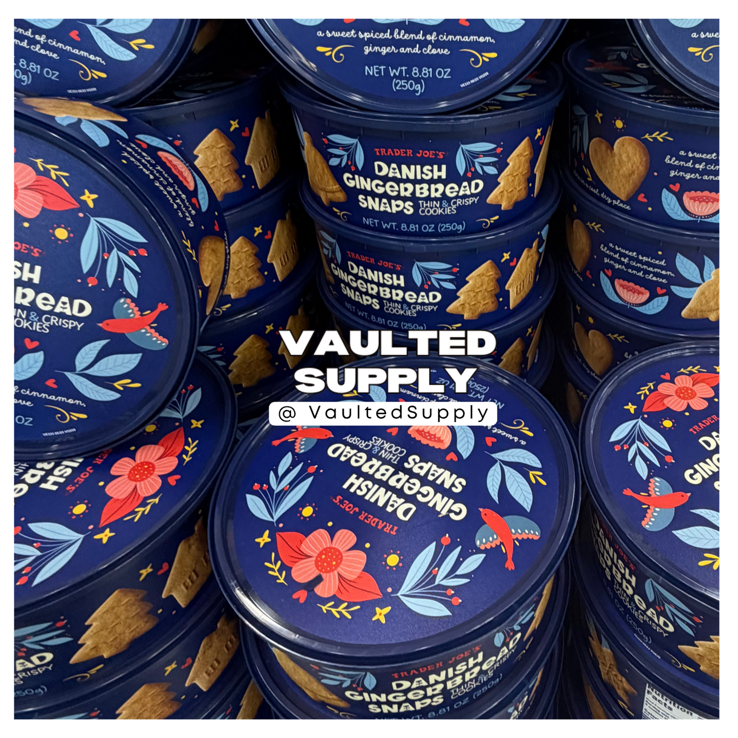 Trader Joe’s Danish Gingerbread Snaps Cookies 8.81 oz Tin – Fresh 01/2027+