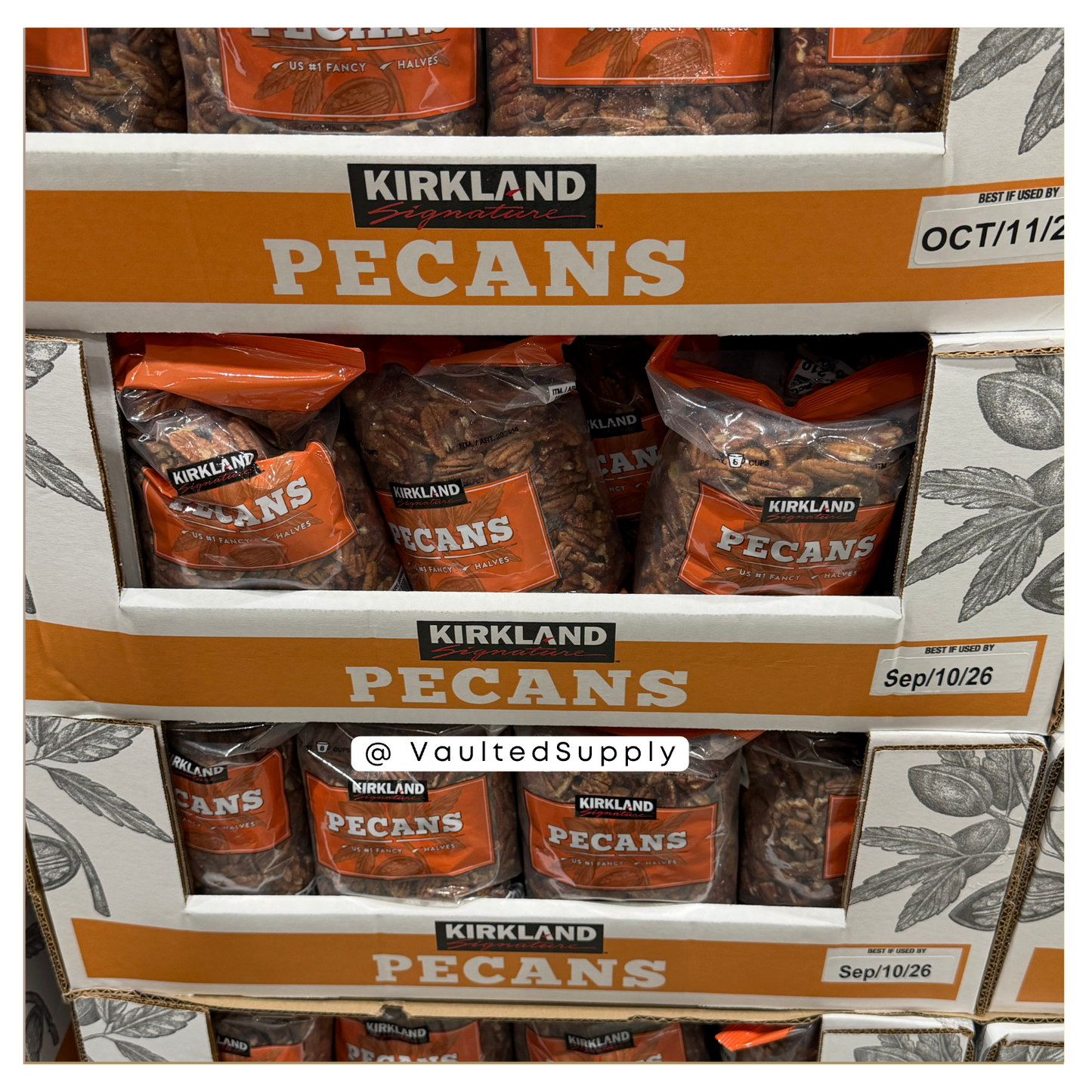 2 Packs Kirkland Signature Pecan Halves 32 oz Each Pack, Total 4 lbs EXP 10/26