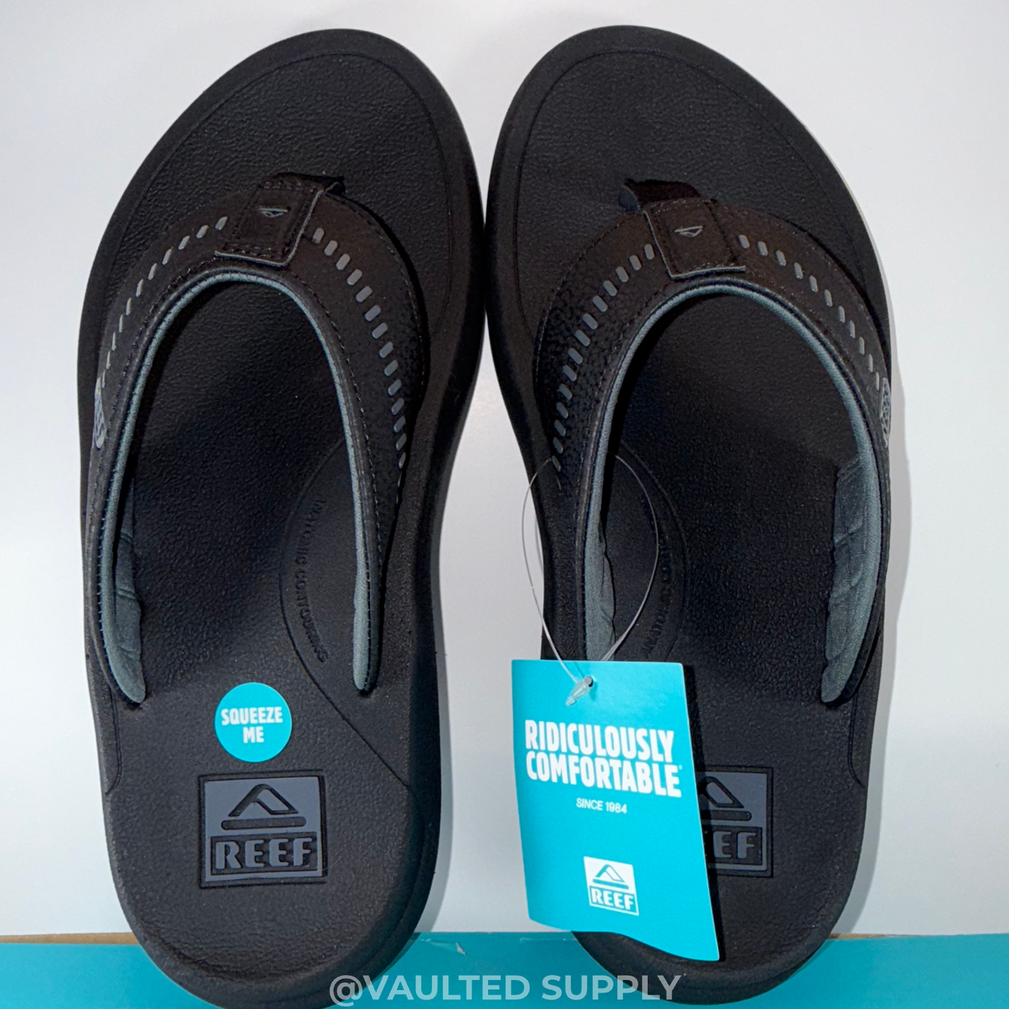 REEF Swellsole Rover Men’s Flip-Flop Sandals Black Comfort Arch Support Size 8