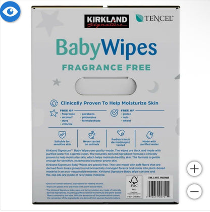Kirkland Signature Baby Wipes 900 Count Fragrance Free 9 Packs NEW Sealed