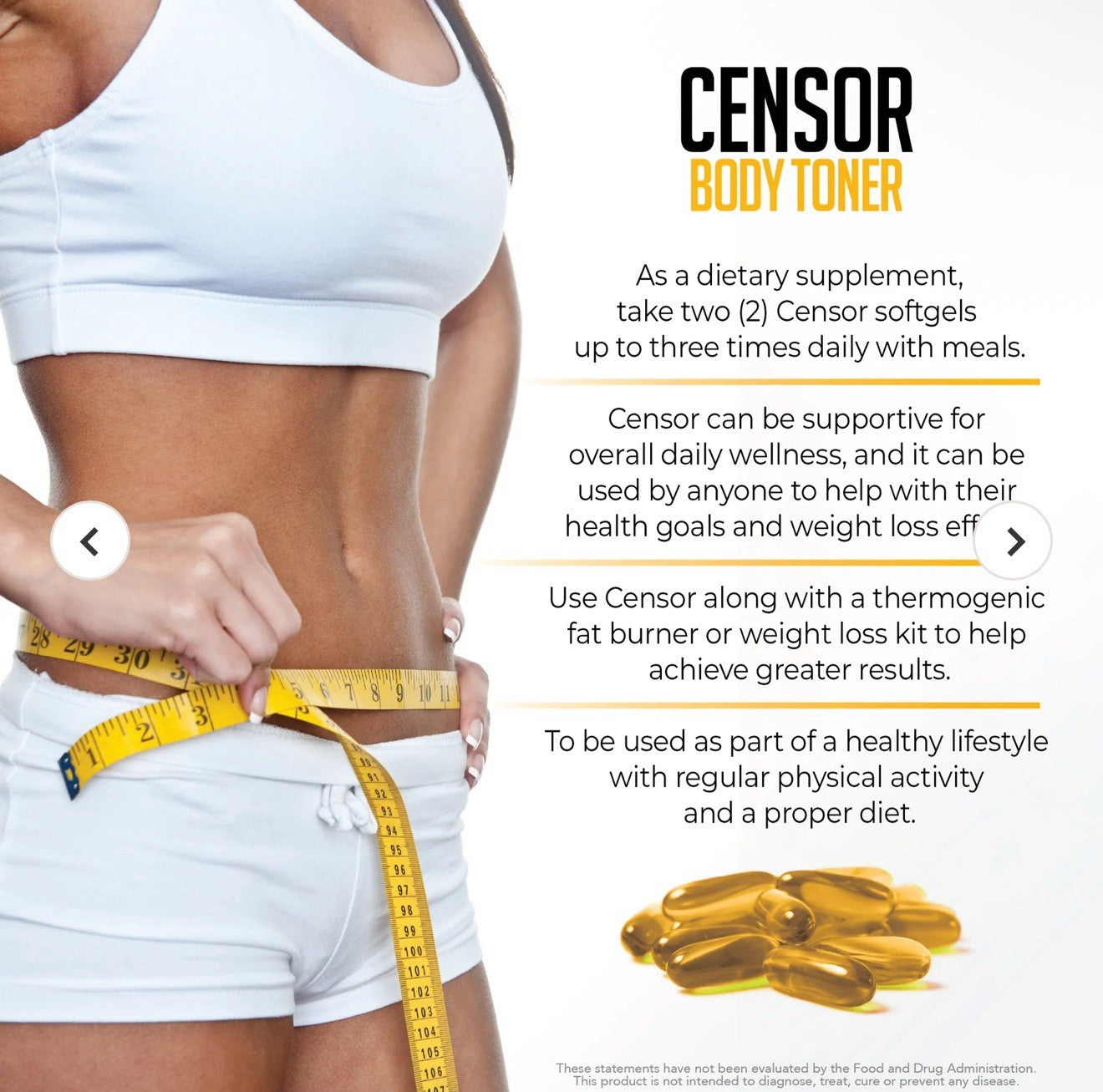 NDS Censor Body Toner - Supports Fat Loss & Body Toning - 180 Softgels