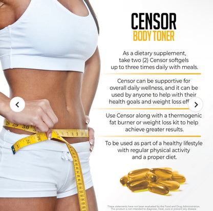 NDS Censor Body Toner - Supports Fat Loss & Body Toning - 180 Softgels