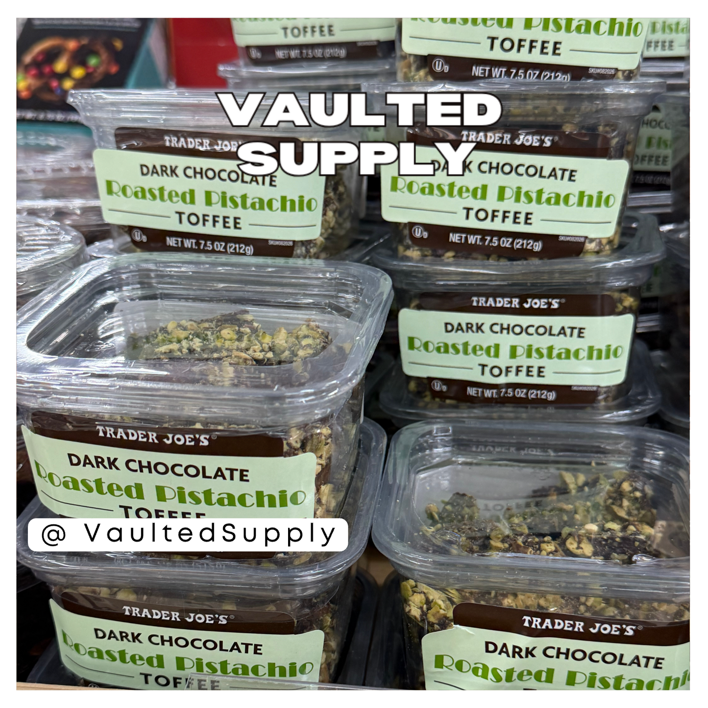 Trader Joe’s Dark Chocolate Roasted Pistachio Toffee 4 Pack 7.5oz Fresh Exp 1026