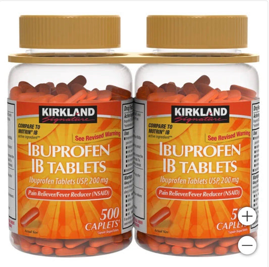 Kirkland Ibuprofen 200mg 1000 Caplets (2 x 500) NSAID Pain Reliever Exp 2026+